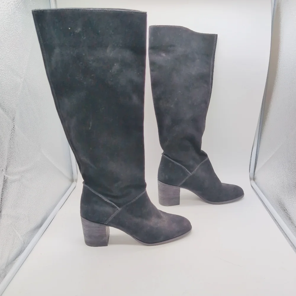 Frye & Co. Sz 10 Phoebe Slouch Tall 70690 Womens Black Suede Knee High Boots